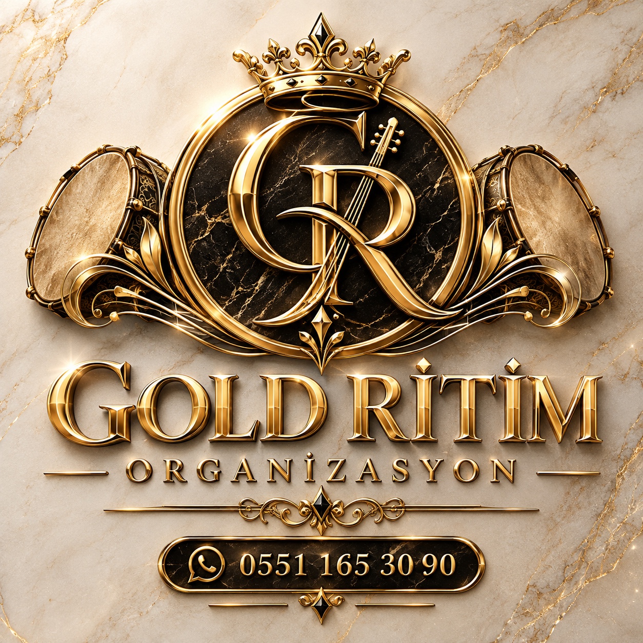 Gold Ritim Organizasyon logo ve iletişim görseli